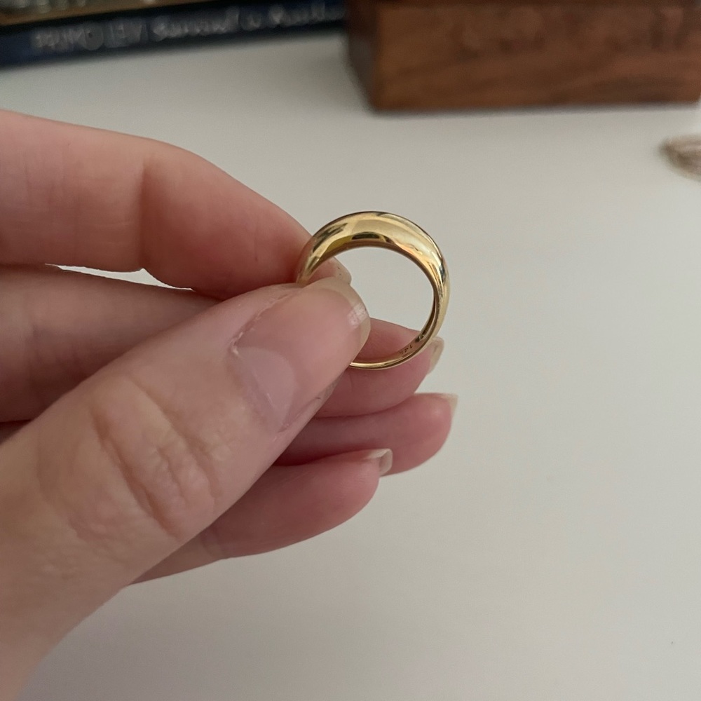 14k Solid Yellow gold Dome Ring size 4